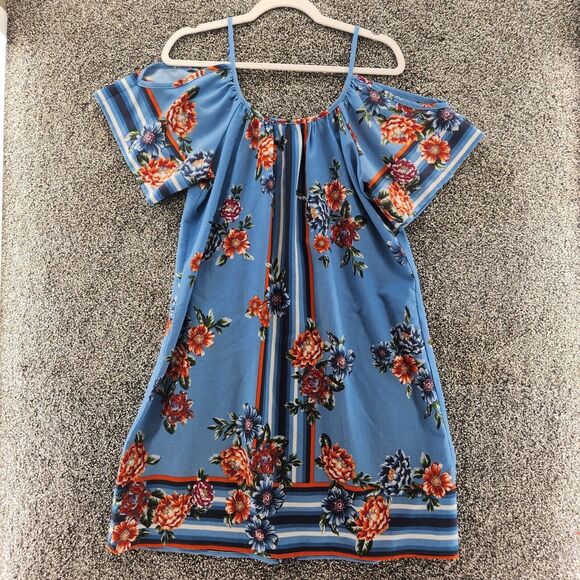 6/$30 Venus Small Blue Floral Midi Short Sleeve Dress 28.9655 - Picture 1 of 9